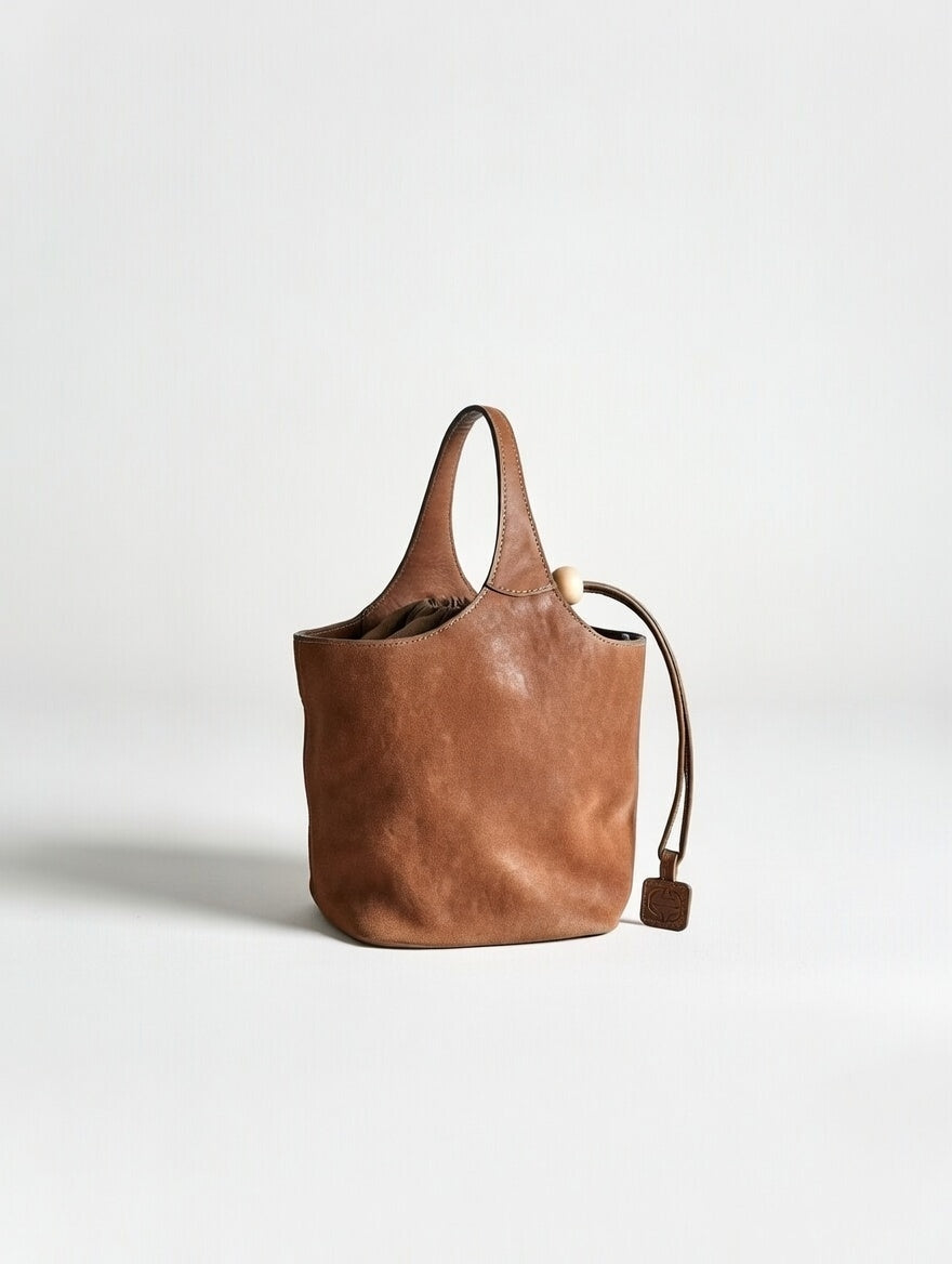 Hadiqa Bloom Lychee Leather Bucket Bag