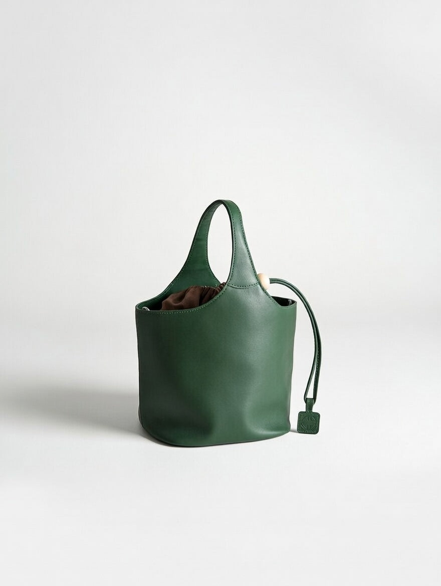 Hadiqa Bloom Lychee Leather Bucket Bag