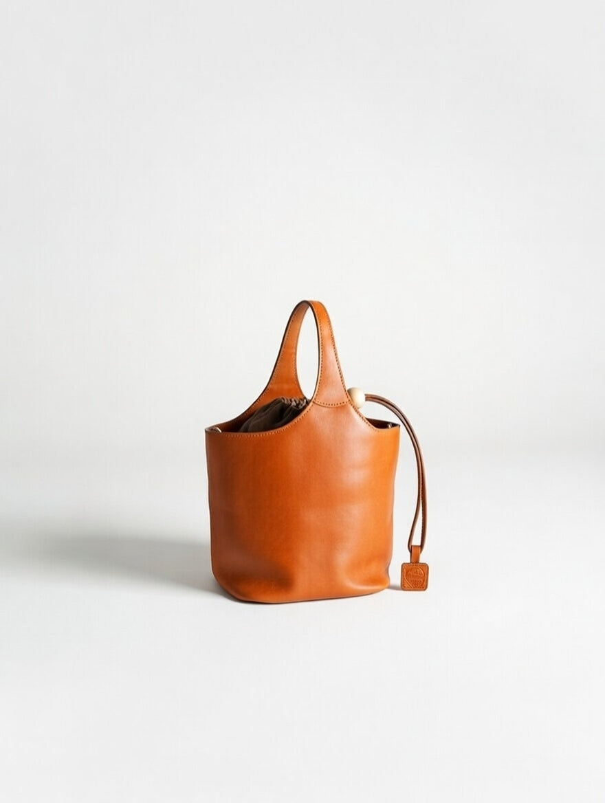 Hadiqa Bloom Lychee Leather Bucket Bag