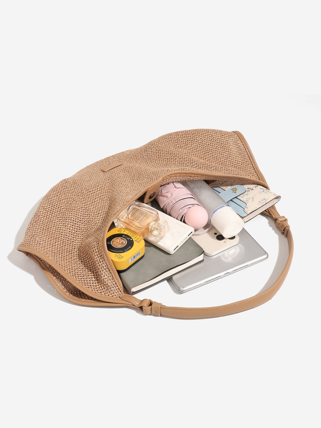 Rimal Echo Slouchy Raffia Woven Hobo Bag